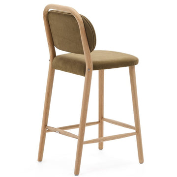 Rumi Fabric Kitchen Bar Stool in Oak/Green