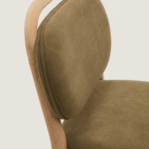 Rumi Fabric Kitchen Bar Stool in Oak/Green