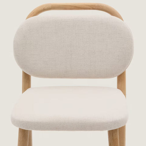 Rumi Fabric Kitchen Bar Stool in Oak/Beige