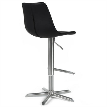 Reid Leatherette Kitchen Bar Stool in Brushed Stainless/Black