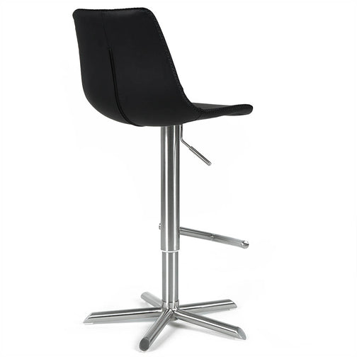 Reid Leatherette Kitchen Bar Stool in Brushed Stainless/Black