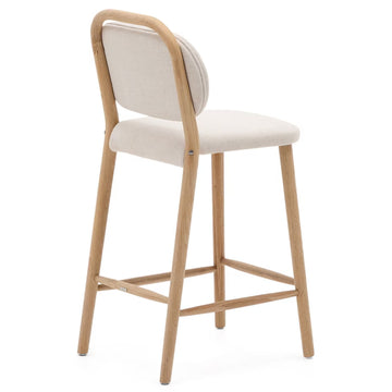 Rumi Fabric Kitchen Bar Stool in Oak/Beige