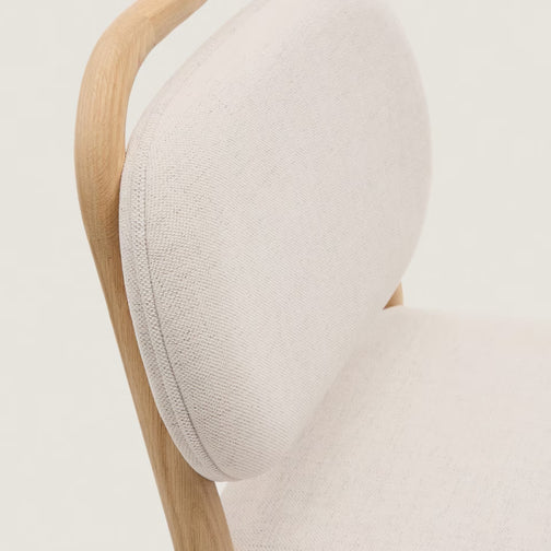 Rumi Fabric Kitchen Bar Stool in Oak/Beige