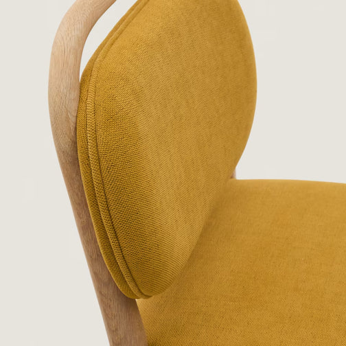 Rumi Fabric Kitchen Bar Stool in Oak/Mustard
