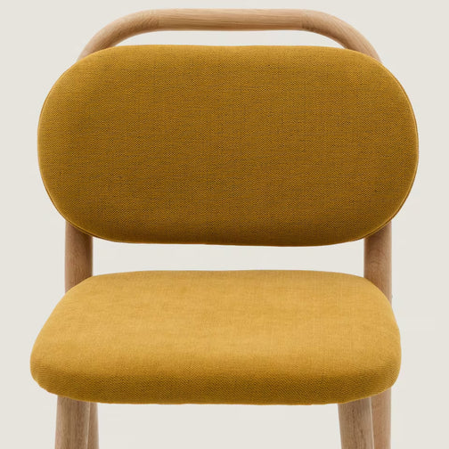 Rumi Fabric Kitchen Bar Stool in Oak/Mustard