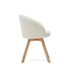 Arlo Boucle Fabric Swivel Dining Chair in White