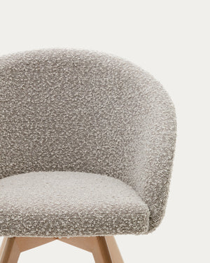 Arlo Boucle Fabric Swivel Dining Chair in Grey