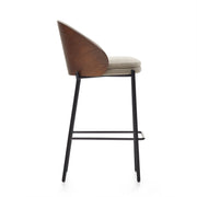 Soren 65cm Fabric Kitchen Bar Stool in Walnut/Light Brown