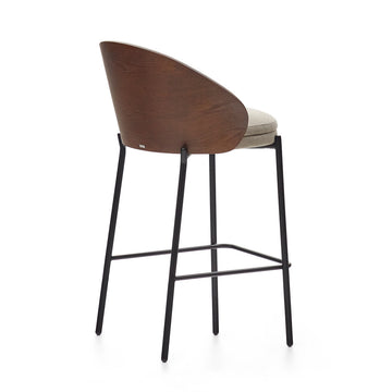 Soren 65cm Fabric Kitchen Bar Stool in Walnut/Light Brown