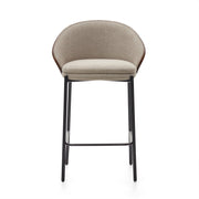 Soren 65cm Fabric Kitchen Bar Stool in Walnut/Light Brown