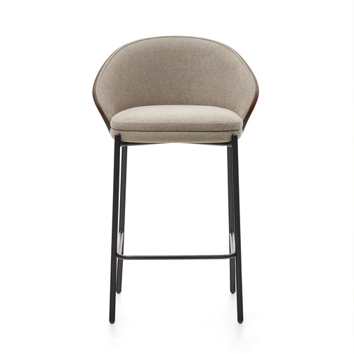 Soren 65cm Fabric Kitchen Bar Stool in Walnut/Light Brown