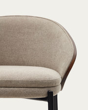 Soren 65cm Fabric Kitchen Bar Stool in Walnut/Light Brown