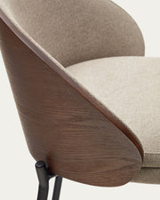 Soren 65cm Fabric Kitchen Bar Stool in Walnut/Light Brown