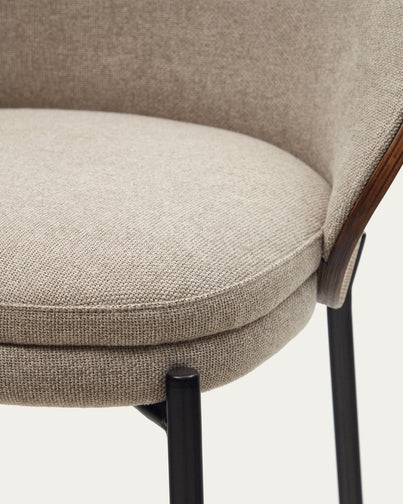 Soren 65cm Fabric Kitchen Bar Stool in Walnut/Light Brown