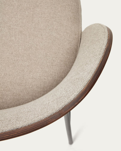 Soren 65cm Fabric Kitchen Bar Stool in Walnut/Light Brown