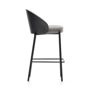 Soren 65cm Fabric Kitchen Bar Stool in Black/Light Grey