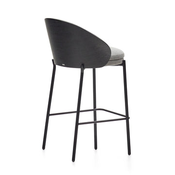 Soren 65cm Fabric Kitchen Bar Stool in Black/Light Grey