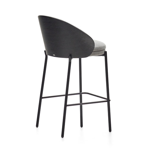 Soren 65cm Fabric Kitchen Bar Stool in Black/Light Grey