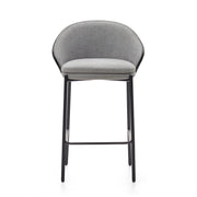 Soren 65cm Fabric Kitchen Bar Stool in Black/Light Grey