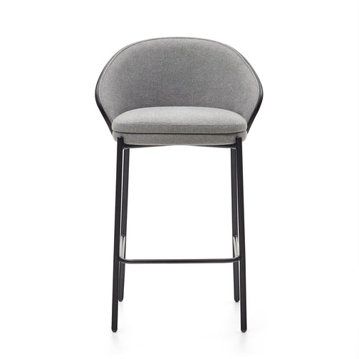 Soren 65cm Fabric Kitchen Bar Stool in Black/Light Grey