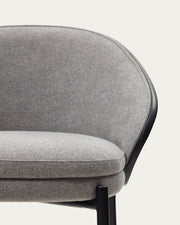 Soren 65cm Fabric Kitchen Bar Stool in Black/Light Grey