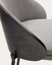 Soren 65cm Fabric Kitchen Bar Stool in Black/Light Grey