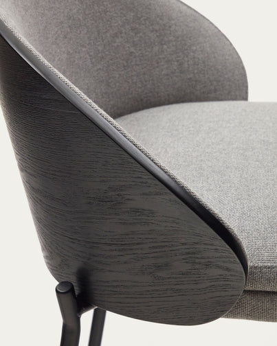 Soren 65cm Fabric Kitchen Bar Stool in Black/Light Grey