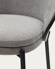 Soren 65cm Fabric Kitchen Bar Stool in Black/Light Grey