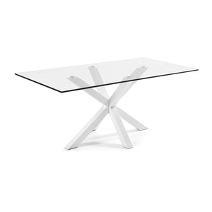 Xander 200cm Glass Dining Table in White