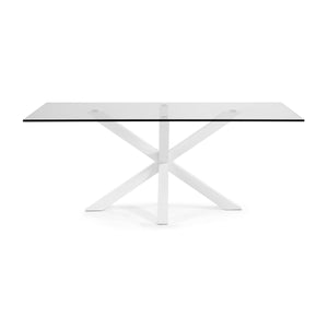 Xander 200cm Glass Dining Table in White