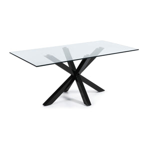 Xander 200cm Glass Dining Table in Black