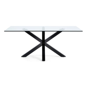 Xander 200cm Glass Dining Table in Black