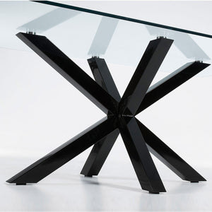 Xander 200cm Glass Dining Table in Black