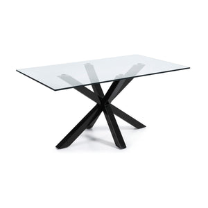 Xander 180cm Glass Dining Table in Black