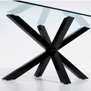 Xander 180cm Glass Dining Table in Black