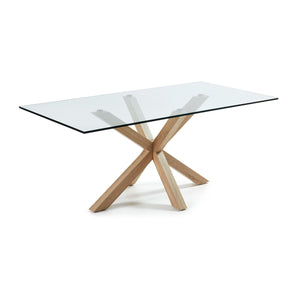 Xander 200cm Glass Dining Table in Oak