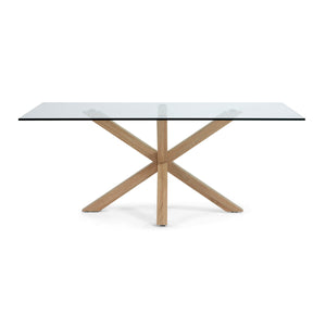 Xander 200cm Glass Dining Table in Oak