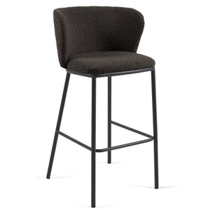 Harper 75cm Boucle Fabric Bar Stool in Black