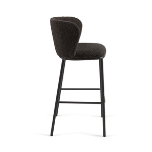 Harper 75cm Boucle Fabric Bar Stool in Black