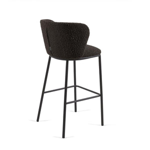 Harper 75cm Boucle Fabric Bar Stool in Black