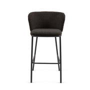 Harper 75cm Boucle Fabric Bar Stool in Black