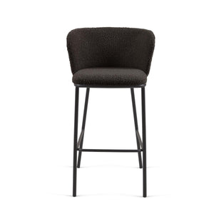 Harper 75cm Boucle Fabric Bar Stool in Black