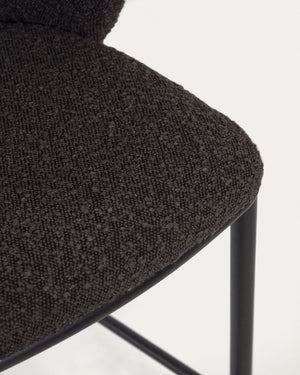 Harper 75cm Boucle Fabric Bar Stool in Black