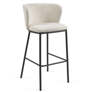 Harper 75cm Boucle Fabric Bar Stool in White