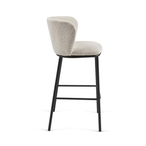 Harper 75cm Boucle Fabric Bar Stool in White