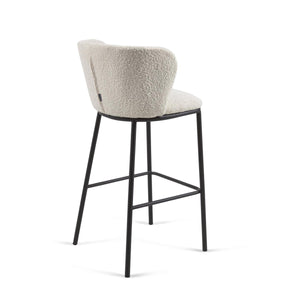 Harper 75cm Boucle Fabric Bar Stool in White