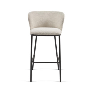 Harper 75cm Boucle Fabric Bar Stool in White