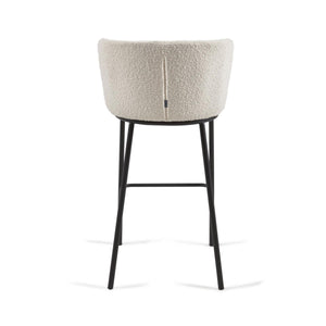 Harper 75cm Boucle Fabric Bar Stool in White