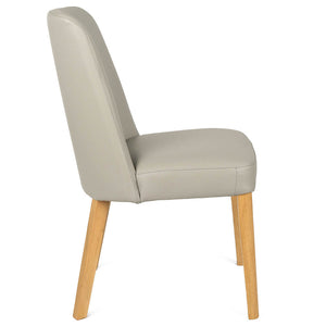 Caleb Leather Dining Chair in Natural/Light Pewter