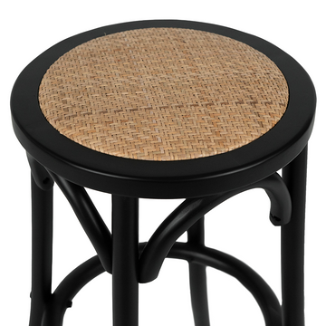Dane Rattan Kitchen Bar Stool in Black